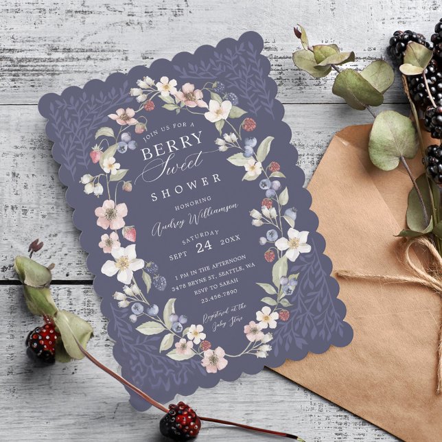 Berry Sweet Baby Shower Vild Berries & Flowers Inbjudningar (Berry Sweet Baby Shower Wild Berries & Flowers Invitation)