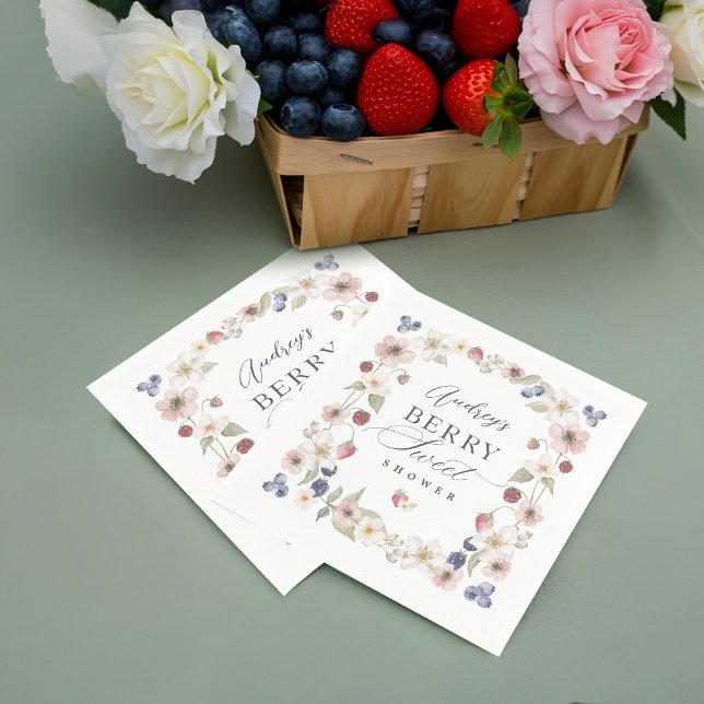 Berry Sweet Baby Shower Vild Berries & Flowers Pappersservett (Berry Sweet Baby Shower Wild Berries & Flowers Napkins)