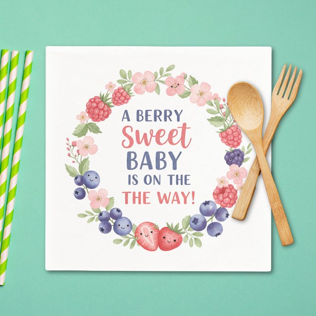 Berry Sweet Baby Shower Watercolor Pappersservett (Skapare uppladdad)