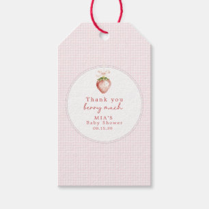 Berry Sweet Baby Strawberry Coquette Gingham Presentetikett