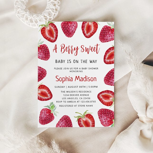 Berry Sweet | Babyskö för jordgubbsfrukt Inbjudningar (Skapare uppladdad)
