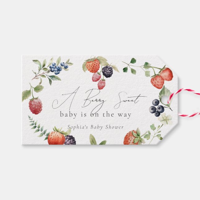 Berry Sweet Berries Baby Shower Presentetikett (Framsidan (Horizontal))