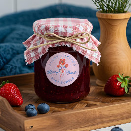Berry Sweet Berries Blommigt Monogram Baby Shower Runt Klistermärke