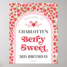 Berry Sweet Birthday 16x20 Strawberry Välkommen Poster