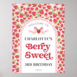Berry Sweet Birthday 18x24 Strawberry Välkommen Poster