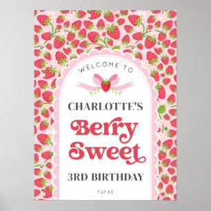 Berry Sweet Birthday 18x24 Strawberry Välkommen Poster
