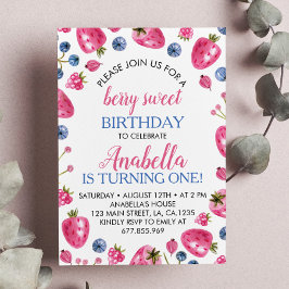 Berry Sweet Birthday bjudande Jordberry Tema Inbjudningar