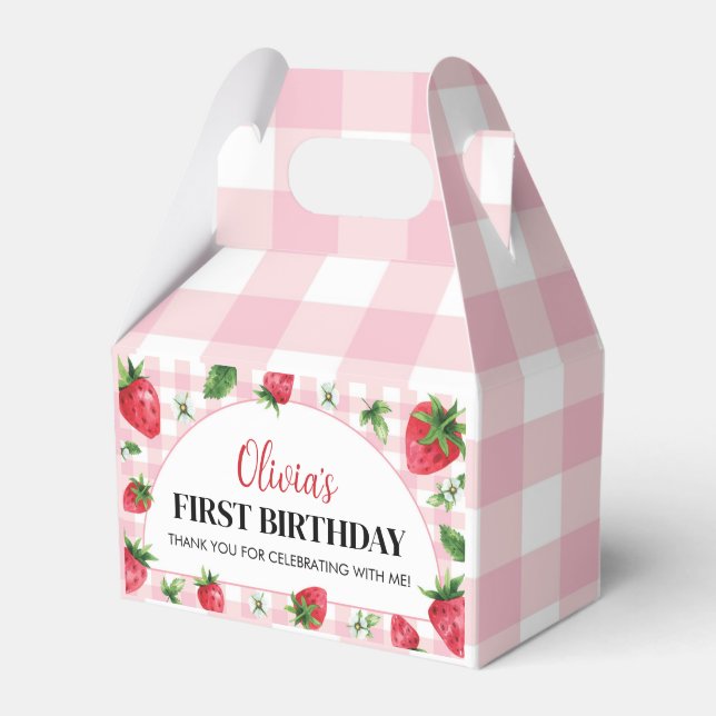 Berry Sweet Birthday Favor Strawberry Theme Presentaskar (Framsidan Sidan)