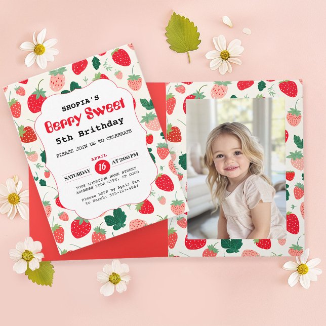 Berry Sweet Birthday Foltydd Inbjudan (Skapare uppladdad)