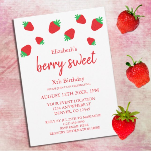 Berry Sweet Birthday Inbjudningar (Skapare uppladdad)