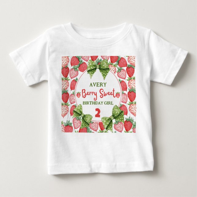 Berry Sweet Birthday Strawberry Party T Shirt (Framsida)