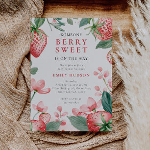 Berry Sweet Blommigt Baby Shower Inbjudningar
