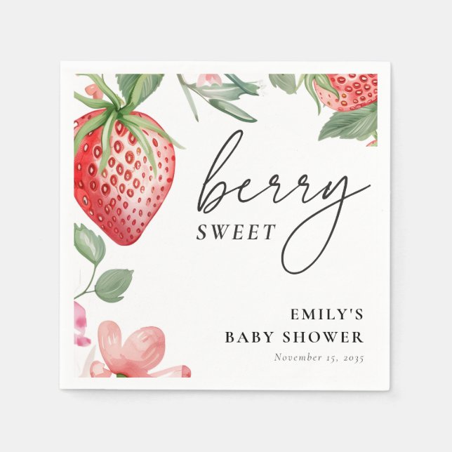 Berry Sweet Blommigt Baby Shower Pappersservett (Framsidan)