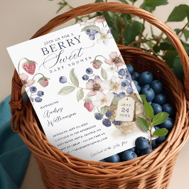 Berry Sweet Blommigt & Berry Basket Baby Shower Inbjudningar