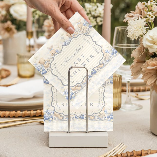 Berry Sweet Blue Toile Nursery Baby Shower Pappersservett (Skapare uppladdad)