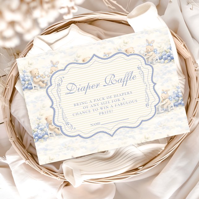Berry Sweet Blue Toile Nursery Diapper Raffle Tilläggskort (Skapare uppladdad)