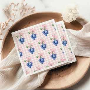 Berry Sweet blueberry 1:a födelsedag Rosa Gingham Pappersservett