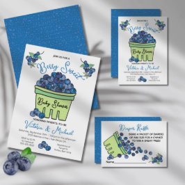 Berry Sweet Blueberry Baby Shower Bokar för Baby Inbjudningar
