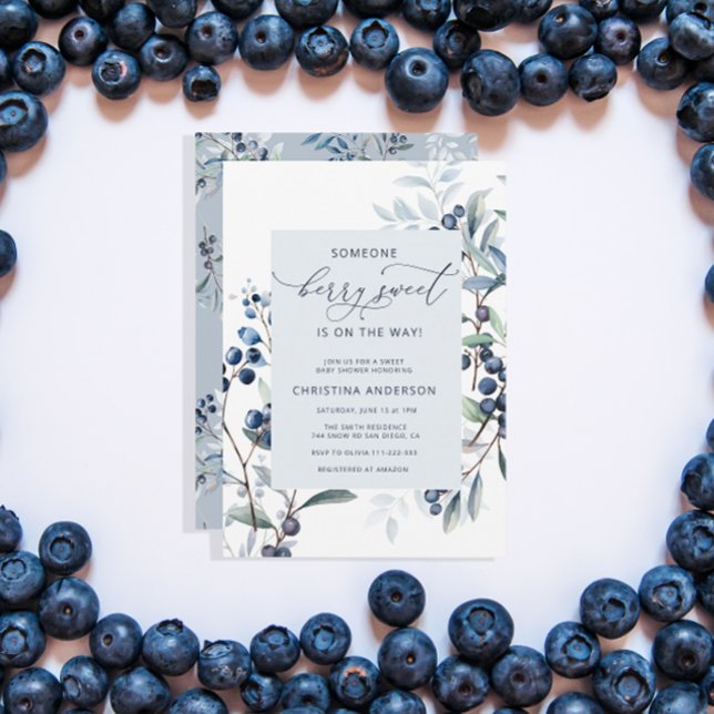 Berry Sweet Blueberry Baby Shower Inbjudningar (Skapare uppladdad)