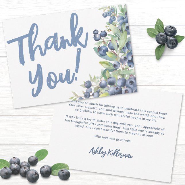 Berry Sweet Blueberry Baby Shower Tack Kort (Berry Sweet Blueberry Baby Shower Thank You Card )