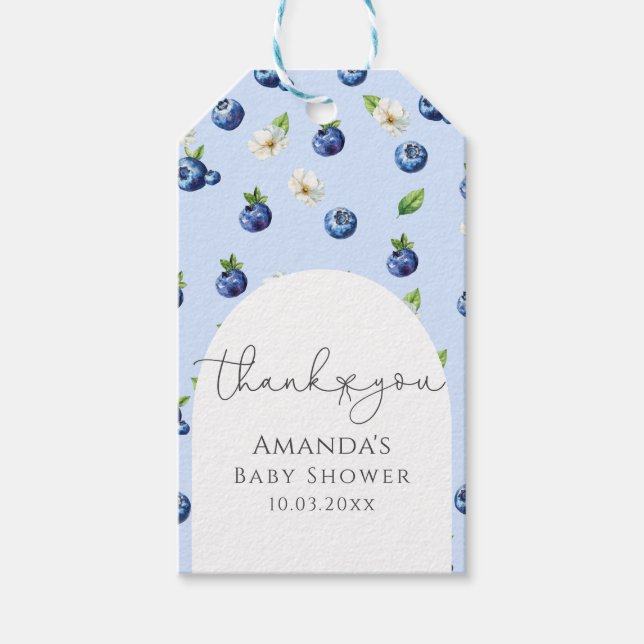 Berry Sweet Blueberry Baby Shower Tack Presentetikett (Framsidan)