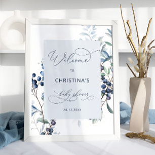 Berry Sweet Blueberry Baby Shower Välkommen Poster