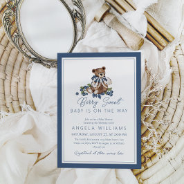 Berry Sweet Blueberry Bear Pojke Shower Inbjudningar