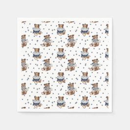 Berry Sweet Blueberry Bear Pojke Shower Napkins Pappersservett