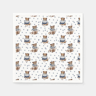 Berry Sweet Blueberry Bear Pojke Shower Napkins Pappersservett
