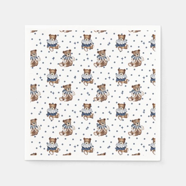 Berry Sweet Blueberry Bear Pojke Shower Napkins Pappersservett (Framsidan)