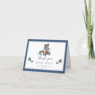 Berry Sweet Blueberry Bear Pojke Shower Tack Kort