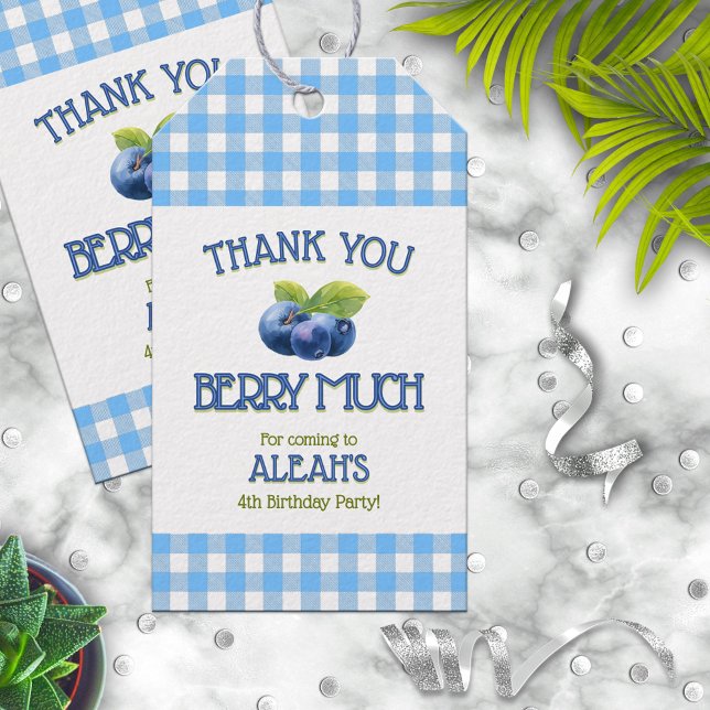 Berry Sweet Blueberry Födelsedagsfest Presentetikett (Skapare uppladdad)