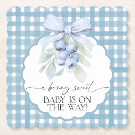 Berry Sweet Blueberry Gingham Baby Shower Underlägg Papper