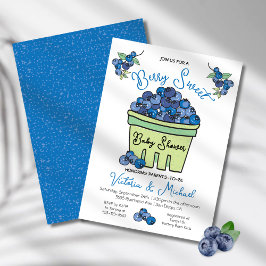 Berry Sweet Blueberry Hand plockade Baby Shower Inbjudningar