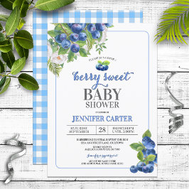 Berry Sweet Blueberry Theme Baby Shower Inbjudningar