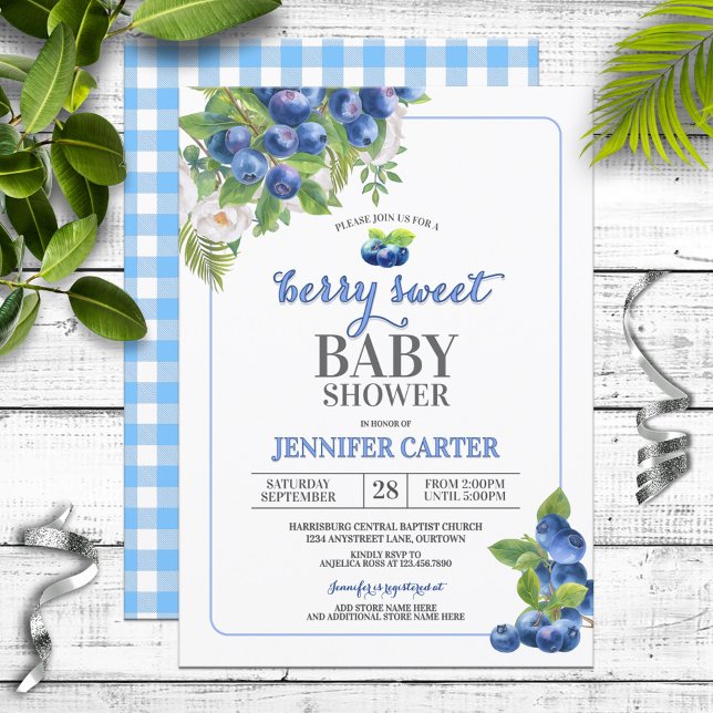 Berry Sweet Blueberry Theme Baby Shower Inbjudningar (Skapare uppladdad)