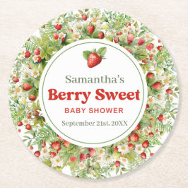 Berry Sweet Boho arch Rosa Vild Strawberry Underlägg Papper Rund