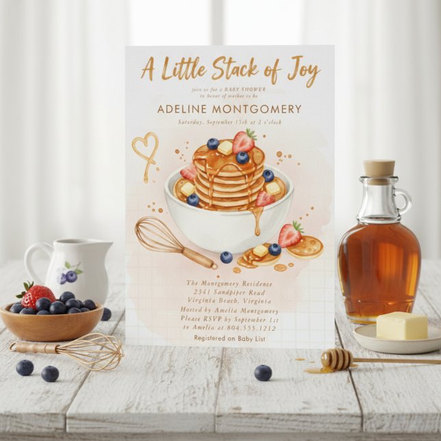 Berry Sweet breakfast pancake baby shower Inbjudningar (Skapare uppladdad)