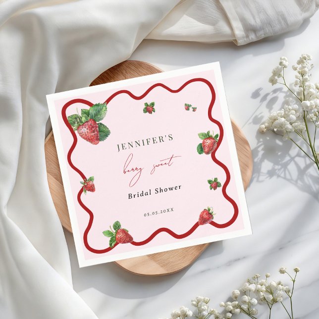 Berry Sweet Bridal Shower Strawberry Pappersservett (Skapare uppladdad)