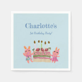 Berry Sweet Bunny Buddies Barns födelsedag Party B Pappersservett