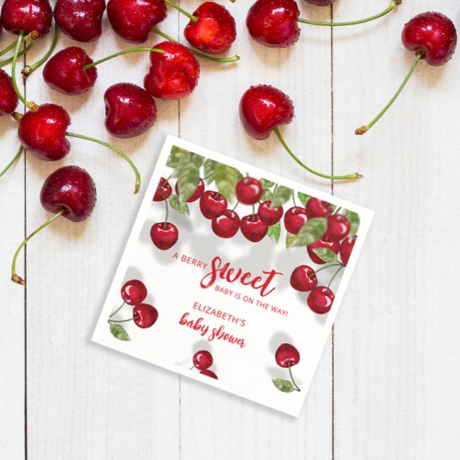 Berry Sweet Cherry Baby Shower Napkins Pappersservett (Skapare uppladdad)