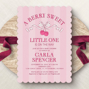 Berry Sweet Cherry Summer Baby Shower Inbjudningar