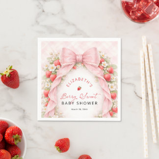 Berry Sweet Coquette Bow Baby Shower Pappersservett