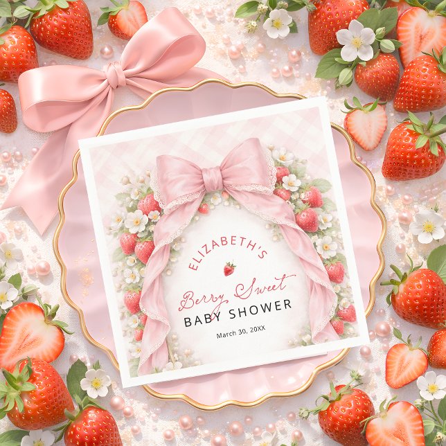 Berry Sweet Coquette Bow Baby Shower Pappersservett (Skapare uppladdad)