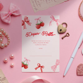 Berry Sweet Coquette Diaper Raffle Biljett Card Inbjudningar