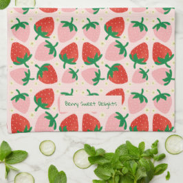 Berry Sweet Delights  Soft Pink Kökshandduk
