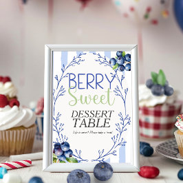 Berry Sweet Dessert BORD Blueberry Sign Inbjudningar