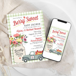 Berry Sweet Digital Farmers Market Pojke Shower Inbjudningar