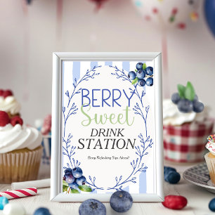 Berry Sweet DRINK STATION Blåbär skylt Inbjudningar