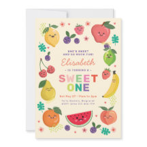 Berry Sweet en Birthday inbjudan Rainbow Cute Frui